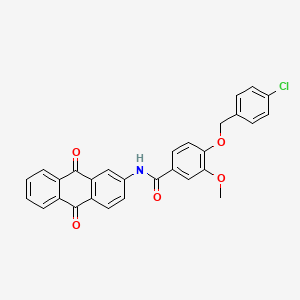 molecular formula C29H20ClNO5 B5016108 4-[(4-chlorobenzyl)oxy]-N-(9,10-dioxo-9,10-dihydro-2-anthracenyl)-3-methoxybenzamide 