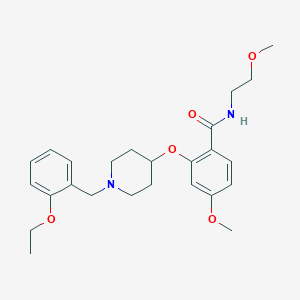 molecular formula C25H34N2O5 B5016113 2-{[1-(2-ethoxybenzyl)-4-piperidinyl]oxy}-4-methoxy-N-(2-methoxyethyl)benzamide 