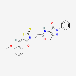 N-(1,5-dimethyl-3-oxo-2-phenyl-2,3-dihydro-1H-pyrazol-4-yl)-3-[5-(2-methoxybenzylidene)-4-oxo-2-thioxo-1,3-thiazolidin-3-yl]propanamide