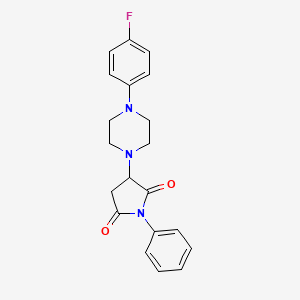 molecular formula C20H20FN3O2 B5016128 3-[4-(4-fluorophenyl)-1-piperazinyl]-1-phenyl-2,5-pyrrolidinedione 