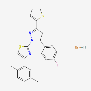 molecular formula C24H21BrFN3S2 B5016146 4-(2,5-dimethylphenyl)-2-[5-(4-fluorophenyl)-3-(2-thienyl)-4,5-dihydro-1H-pyrazol-1-yl]-1,3-thiazole hydrobromide 