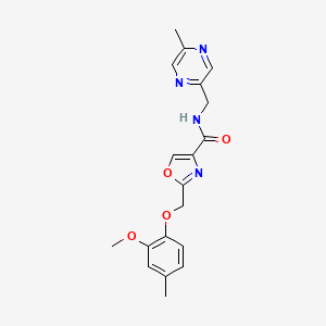 molecular formula C19H20N4O4 B5016228 2-[(2-methoxy-4-methylphenoxy)methyl]-N-[(5-methyl-2-pyrazinyl)methyl]-1,3-oxazole-4-carboxamide 