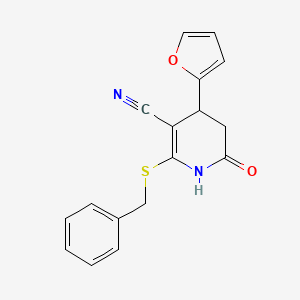 molecular formula C17H14N2O2S B5016229 2-(benzylthio)-4-(2-furyl)-6-oxo-1,4,5,6-tetrahydro-3-pyridinecarbonitrile 