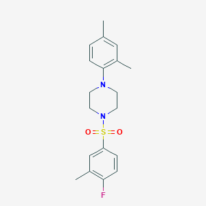 molecular formula C19H23FN2O2S B501628 1-(2,4-Dimethylphenyl)-4-((4-fluoro-3-methylphenyl)sulfonyl)piperazine CAS No. 694468-46-7