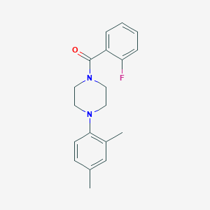 molecular formula C19H21FN2O B501630 (4-(2,4-二甲基苯基)哌嗪-1-基)(2-氟苯基)甲酮 CAS No. 694515-07-6
