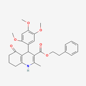 2-phenylethyl 2-methyl-5-oxo-4-(2,4,5-trimethoxyphenyl)-1,4,5,6,7,8-hexahydro-3-quinolinecarboxylate