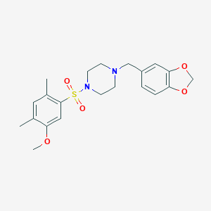molecular formula C21H26N2O5S B501632 1-(1,3-Benzodioxol-5-ylmethyl)-4-[(5-methoxy-2,4-dimethylphenyl)sulfonyl]piperazine CAS No. 682346-74-3