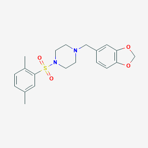 molecular formula C20H24N2O4S B501633 1-(1,3-Benzodioxol-5-ylmethyl)-4-[(2,5-dimethylphenyl)sulfonyl]piperazine CAS No. 690643-26-6