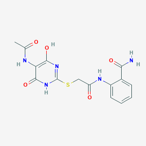 2-[({[5-(acetylamino)-4-hydroxy-6-oxo-1,6-dihydro-2-pyrimidinyl]thio}acetyl)amino]benzamide