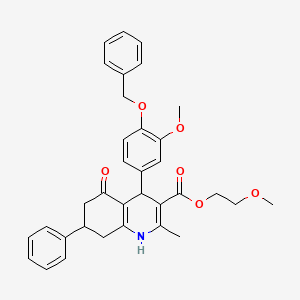 2-methoxyethyl 4-[4-(benzyloxy)-3-methoxyphenyl]-2-methyl-5-oxo-7-phenyl-1,4,5,6,7,8-hexahydro-3-quinolinecarboxylate