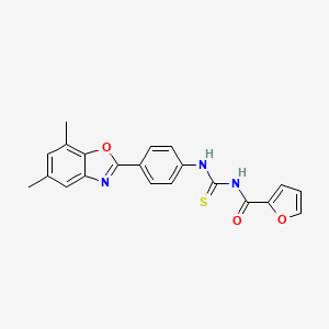 molecular formula C21H17N3O3S B5016365 N-({[4-(5,7-dimethyl-1,3-benzoxazol-2-yl)phenyl]amino}carbonothioyl)-2-furamide 