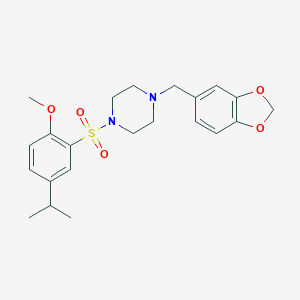 molecular formula C22H28N2O5S B501641 1-(Benzo[d][1,3]dioxol-5-ylmethyl)-4-((5-isopropyl-2-methoxyphenyl)sulfonyl)piperazine CAS No. 944775-64-8