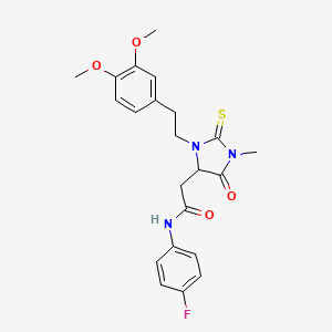 2-{3-[2-(3,4-dimethoxyphenyl)ethyl]-1-methyl-5-oxo-2-thioxo-4-imidazolidinyl}-N-(4-fluorophenyl)acetamide