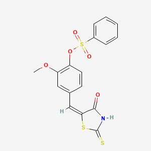 2-methoxy-4-[(4-oxo-2-thioxo-1,3-thiazolidin-5-ylidene)methyl]phenyl benzenesulfonate