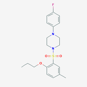 molecular formula C20H25FN2O3S B501659 1-(4-Fluorophenyl)-4-(5-methyl-2-propoxybenzenesulfonyl)piperazine 