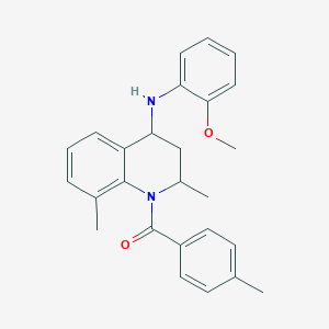 molecular formula C26H28N2O2 B5016592 N-(2-methoxyphenyl)-2,8-dimethyl-1-(4-methylbenzoyl)-1,2,3,4-tetrahydro-4-quinolinamine 