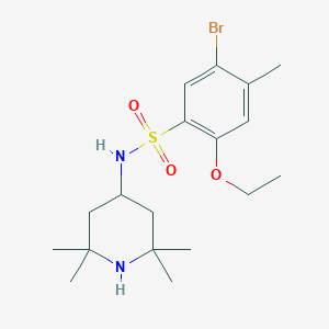 molecular formula C18H29BrN2O3S B501661 5-bromo-2-ethoxy-4-methyl-N-(2,2,6,6-tetramethyl-4-piperidinyl)benzenesulfonamide CAS No. 913240-62-7
