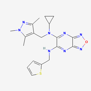 molecular formula C19H22N8OS B5016624 N-cyclopropyl-N'-(2-thienylmethyl)-N-[(1,3,5-trimethyl-1H-pyrazol-4-yl)methyl][1,2,5]oxadiazolo[3,4-b]pyrazine-5,6-diamine 