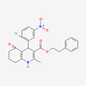 molecular formula C25H23ClN2O5 B5016661 2-phenylethyl 4-(2-chloro-5-nitrophenyl)-2-methyl-5-oxo-1,4,5,6,7,8-hexahydro-3-quinolinecarboxylate 