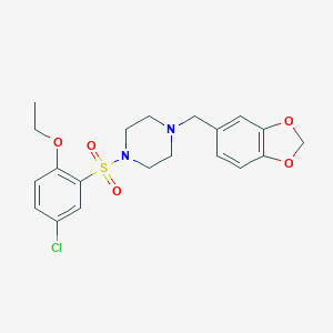 molecular formula C20H23ClN2O5S B501670 1-(1,3-苯并二氧杂环-5-基甲基)-4-[(5-氯-2-乙氧基苯基)磺酰基]哌嗪 CAS No. 838880-72-1