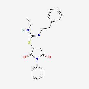 molecular formula C21H23N3O2S B5016701 2,5-dioxo-1-phenyl-3-pyrrolidinyl N-ethyl-N'-(2-phenylethyl)imidothiocarbamate 