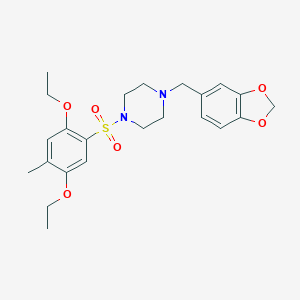molecular formula C23H30N2O6S B501677 1-(1,3-Benzodioxol-5-ylmethyl)-4-[(2,5-diethoxy-4-methylphenyl)sulfonyl]piperazine CAS No. 944775-70-6