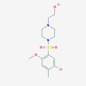 molecular formula C14H21BrN2O4S B501678 2-(4-((5-Bromo-2-methoxy-4-methylphenyl)sulfonyl)piperazin-1-yl)ethanol CAS No. 915929-51-0