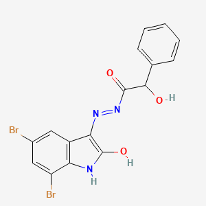 molecular formula C16H11Br2N3O3 B5016793 N'-(5,7-dibromo-2-oxo-1,2-dihydro-3H-indol-3-ylidene)-2-hydroxy-2-phenylacetohydrazide 