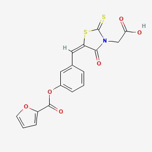 molecular formula C17H11NO6S2 B5016804 {5-[3-(2-furoyloxy)benzylidene]-4-oxo-2-thioxo-1,3-thiazolidin-3-yl}acetic acid 