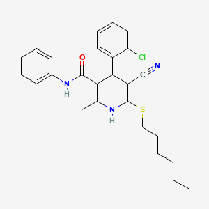 molecular formula C26H28ClN3OS B5016812 4-(2-chlorophenyl)-5-cyano-6-(hexylthio)-2-methyl-N-phenyl-1,4-dihydro-3-pyridinecarboxamide 