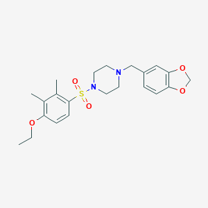 molecular formula C22H28N2O5S B501682 1-(Benzo[d][1,3]dioxol-5-ylmethyl)-4-((4-ethoxy-2,3-dimethylphenyl)sulfonyl)piperazine CAS No. 944775-76-2