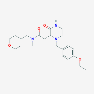 molecular formula C22H33N3O4 B5016875 2-[1-(4-ethoxybenzyl)-3-oxo-2-piperazinyl]-N-methyl-N-(tetrahydro-2H-pyran-4-ylmethyl)acetamide 