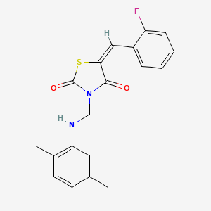 (5E)-3-{[(2,5-Dimethylphenyl)amino]methyl}-5-[(2-fluorophenyl)methylidene]-1,3-thiazolidine-2,4-dione