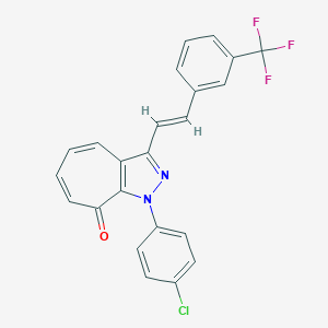 molecular formula C23H14ClF3N2O B501702 1-(4-chlorophenyl)-3-{2-[3-(trifluoromethyl)phenyl]vinyl}cyclohepta[c]pyrazol-8(1H)-one 