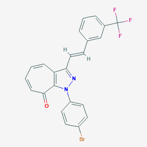 molecular formula C23H14BrF3N2O B501703 1-(4-bromophenyl)-3-{2-[3-(trifluoromethyl)phenyl]vinyl}cyclohepta[c]pyrazol-8(1H)-one 