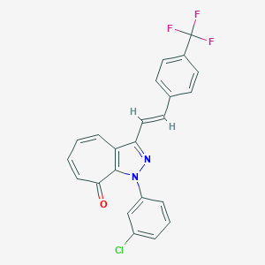 molecular formula C23H14ClF3N2O B501704 1-(3-chlorophenyl)-3-{2-[4-(trifluoromethyl)phenyl]vinyl}cyclohepta[c]pyrazol-8(1H)-one 