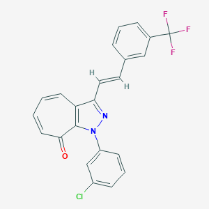 molecular formula C23H14ClF3N2O B501705 1-(3-chlorophenyl)-3-{2-[3-(trifluoromethyl)phenyl]vinyl}cyclohepta[c]pyrazol-8(1H)-one 