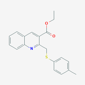 molecular formula C20H19NO2S B501709 Ethyl 2-{[(4-methylphenyl)sulfanyl]methyl}-3-quinolinecarboxylate 