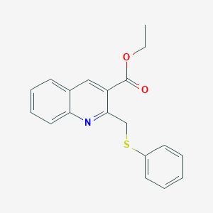 molecular formula C19H17NO2S B501710 Ethyl 2-[(phenylsulfanyl)methyl]-3-quinolinecarboxylate 