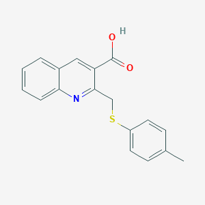 molecular formula C18H15NO2S B501711 2-{[(4-Methylphenyl)sulfanyl]methyl}-3-quinolinecarboxylic acid 