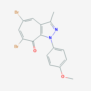 molecular formula C16H12Br2N2O2 B501715 5,7-dibromo-1-(4-methoxyphenyl)-3-methylcyclohepta[c]pyrazol-8(1H)-one 
