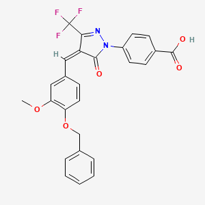 molecular formula C26H19F3N2O5 B5017173 4-[4-[4-(benzyloxy)-3-methoxybenzylidene]-5-oxo-3-(trifluoromethyl)-4,5-dihydro-1H-pyrazol-1-yl]benzoic acid 