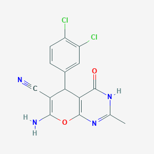 7-amino-5-(3,4-dichlorophenyl)-2-methyl-4-oxo-3,5-dihydro-4H-pyrano[2,3-d]pyrimidine-6-carbonitrile