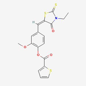 4-[(3-ethyl-4-oxo-2-thioxo-1,3-thiazolidin-5-ylidene)methyl]-2-methoxyphenyl 2-thiophenecarboxylate