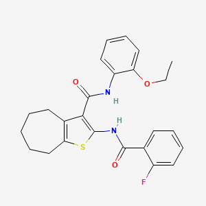 molecular formula C25H25FN2O3S B5017238 N-(2-ethoxyphenyl)-2-[(2-fluorobenzoyl)amino]-5,6,7,8-tetrahydro-4H-cyclohepta[b]thiophene-3-carboxamide 