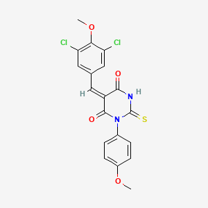 molecular formula C19H14Cl2N2O4S B5017279 5-(3,5-dichloro-4-methoxybenzylidene)-1-(4-methoxyphenyl)-2-thioxodihydro-4,6(1H,5H)-pyrimidinedione 