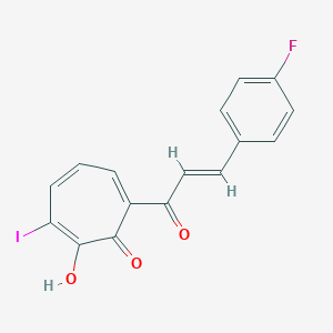 molecular formula C16H10FIO3 B501729 7-[(E)-3-(4-fluorophenyl)prop-2-enoyl]-2-hydroxy-3-iodocyclohepta-2,4,6-trien-1-one 