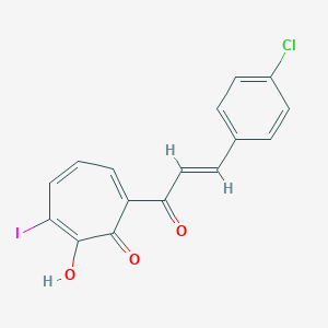 molecular formula C16H10ClIO3 B501731 7-[(E)-3-(4-chlorophenyl)prop-2-enoyl]-2-hydroxy-3-iodocyclohepta-2,4,6-trien-1-one 