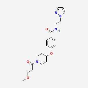 molecular formula C21H28N4O4 B5017322 4-{[1-(3-methoxypropanoyl)-4-piperidinyl]oxy}-N-[2-(1H-pyrazol-1-yl)ethyl]benzamide 