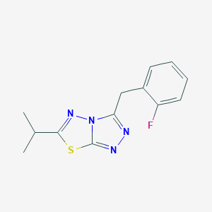 molecular formula C13H13FN4S B501735 3-(2-Fluorobenzyl)-6-isopropyl[1,2,4]triazolo[3,4-b][1,3,4]thiadiazole 